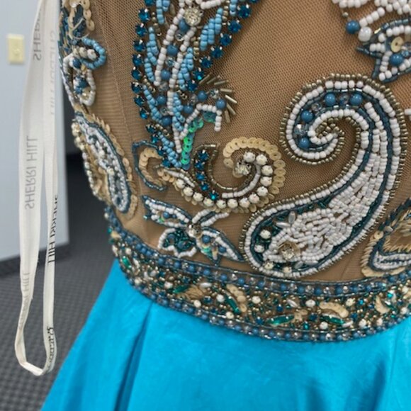 Sherri Hill Formal Dress Style 50076 Turquoise Size 0, NWT - Picture 12 of 12